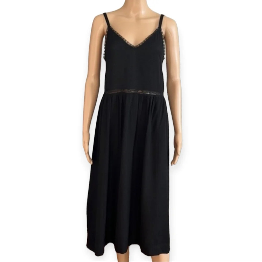 Aritzia Wilfred Le Fou Veronique Lace Midi Dress Silk Blend Midi Black Small